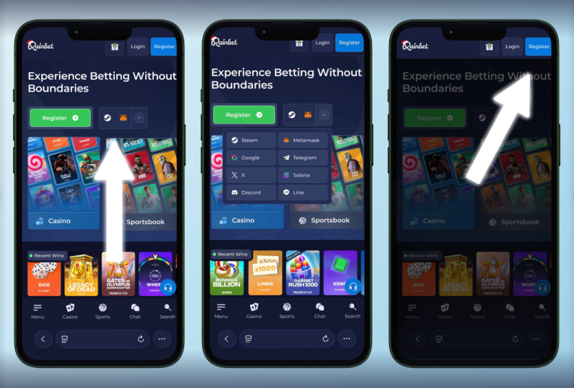 Rainbet mobile app on phones